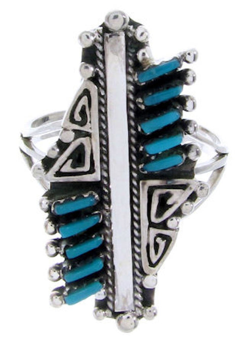 Southwest Silver Turquoise Needlepoint Jewelry Ring Size 6-1/2 BW67899